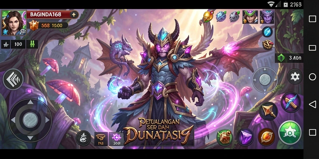 Screenshot gameplay BAGINDA168 menunjukkan karakter menjelajahi dunia misterius.