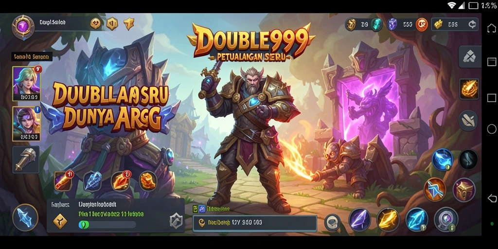Tangkapan layar gameplay DOUBLE999 menampilkan aksi seru di dunia fantasi.