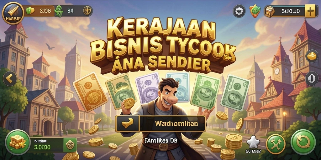 Screenshot gameplay HARAPJP menampilkan pembangunan bisnis yang menarik.