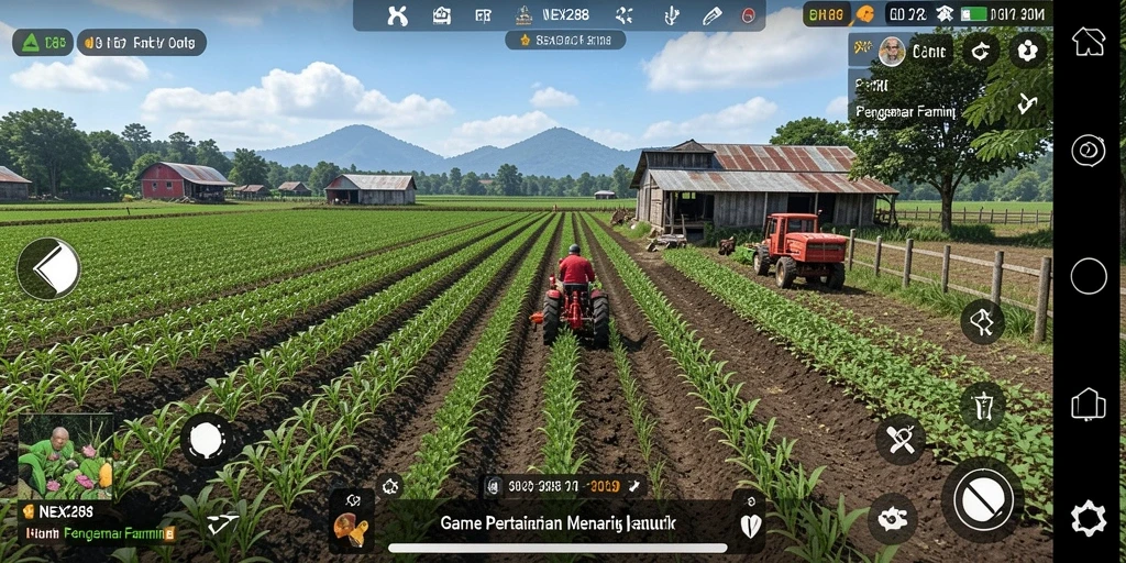 Screenshot NEX288 menampilkan aksi seru permainan bertani.