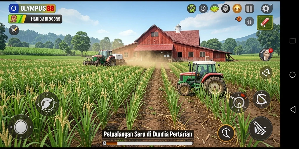 Tampilan gameplay menarik dalam OLYMPUS88 dengan ladang yang subur.