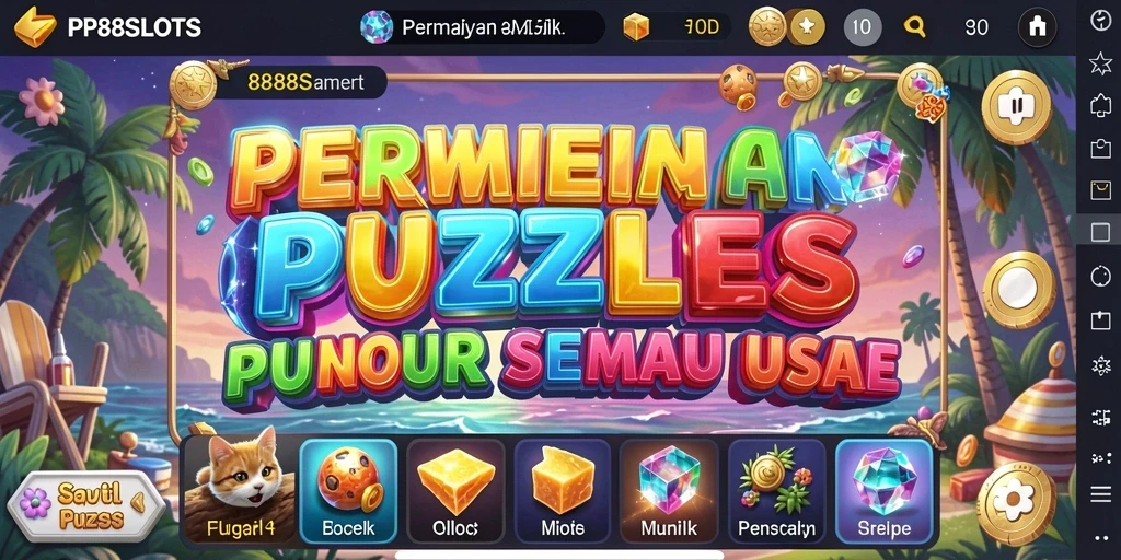 Menunjukkan gameplay seru dalam PP88SLOTS dengan berbagai tantangan Puzzle.