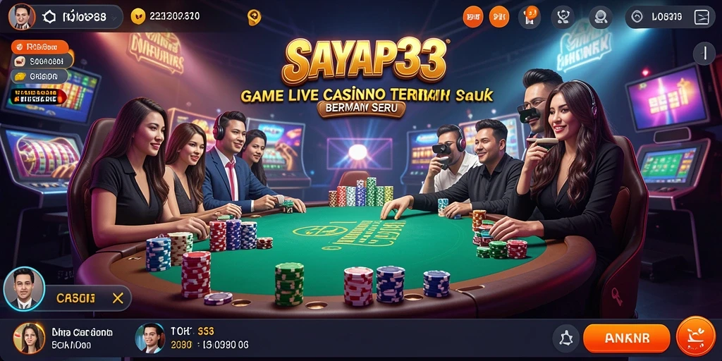 Screenshot menunjukkan dealer profesional dalam permainan Live Casino.