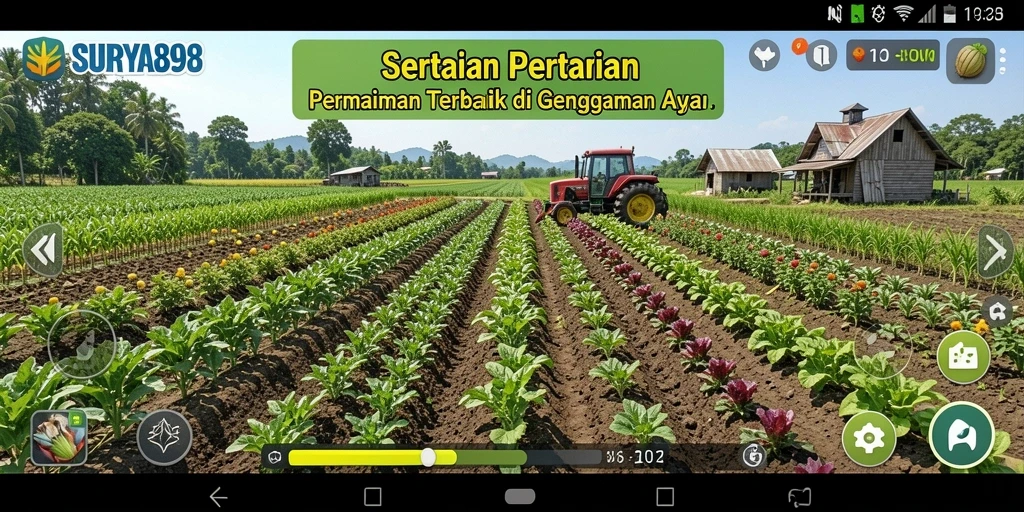Tampilan menarik dari gameplay SURYA898 dengan aktivitas bertani yang seru.